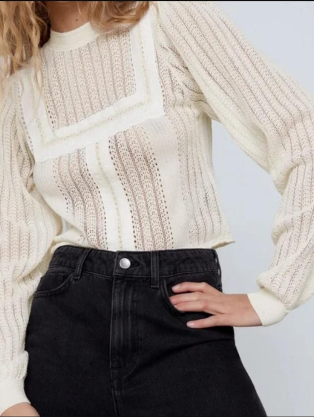NWOT Zara Cream Lace Long Sleeve Top | Small
